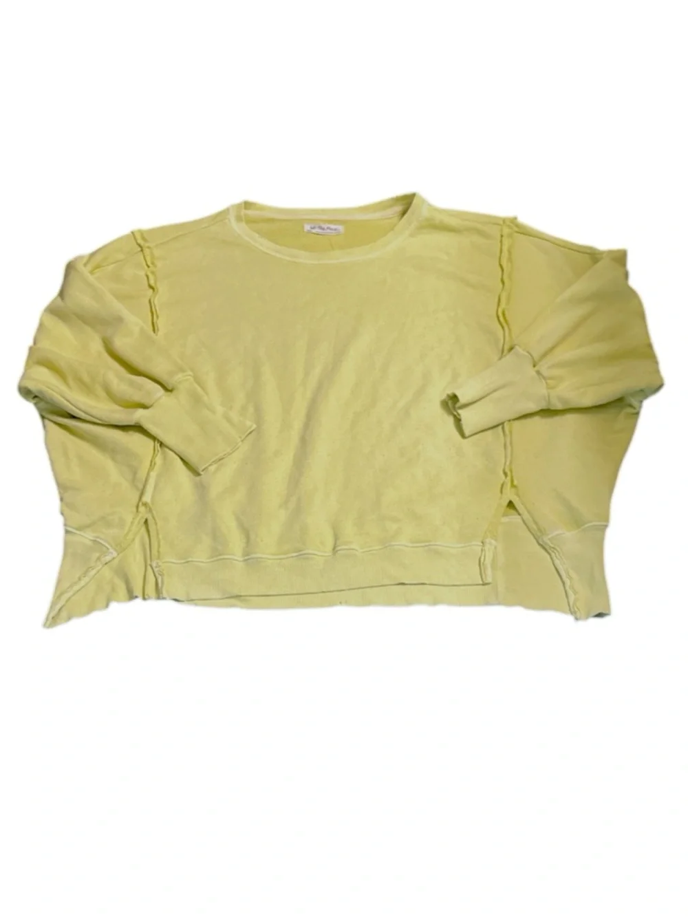864. FREE PEOPLE We The Free Camden Sweatshirt in Acid Lime Sz S NWOT $78 - Picture 5 of 8
